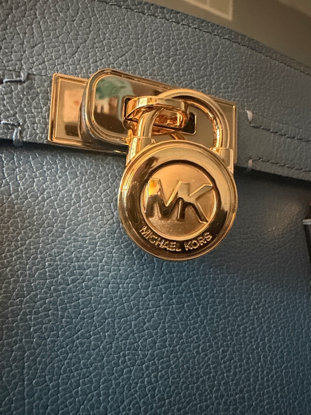 Michael Kors Navy Leather Satchel with Gold Hardware - Picture 2 of 8